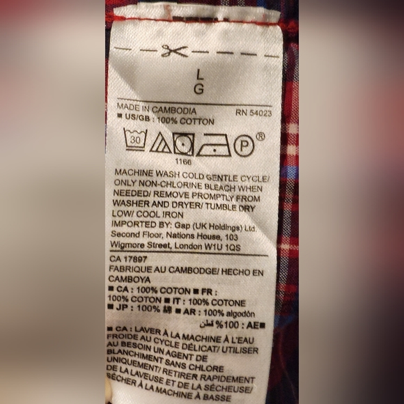 Gap Women's Boyfriend Fit Button Down, Long Sleeve Plaid, Coupe, Size L - Picture 8 of 11